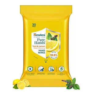 Himalaya Pure Hands Tulsi & Lemon Deep Cleansing Hand Wipes (30 wipes)