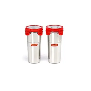 Sumeet Stainless Steel Airtight Leak Proof Freezer Safe and Dust Proof Big Tumbler with Stainless Steel Lid Set of 2 Pcs (500ml Each)Dia - 8cm