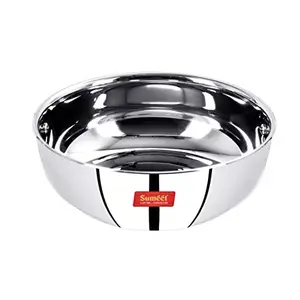 Sumeet No.11 Stainless Steel Encapsulated Bottom Induction and Gas Stove Friendly Tasra (Steel 1.5 L)