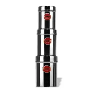 Sumeet Stainless Steel Vertical Canisters/Ubha Dabba/Storage Containers Set of 3Pcs (No. 7 to No. 9) (350ml 500ml 700ml)