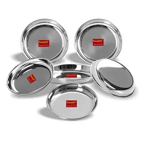 Sumeet Stainless Steel Heavy Gauge Small Halwa Plates with Mirror Finish 14.5cm Dia - Set of 6pc