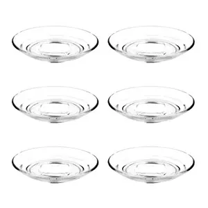 Ocean Glass Caffe Saucer Set (4.3-4-Inch Transparent)- Set of 6