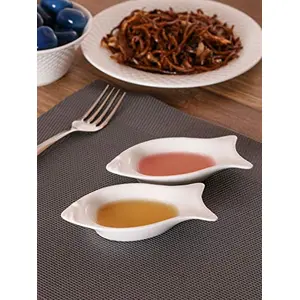 Clay Craft Basics Small and Smart Soy Sauce Dish-Fish Shaped (25ml) Set of 4 Perfect for Modern Kitchen