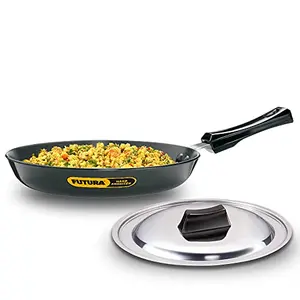 Hawkins Futura Hard Anodised Induction Compatible Frying Pan with Stainless Steel Lid Capacity 1.5 Litre Diameter 25 cm Thickness 4.06 mm Black (IAF25S)