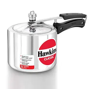 Hawkins Classic Aluminium Inner Lid Pressure Cooker (Tall) 3 Litre Silver (CL3T)