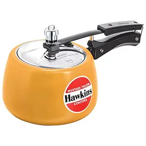 Hawkins Contura 3 Litre Aluminium Pressure Cooker Ceramic Coated Handi Cooker Mustard Yellow (CMY30)