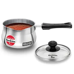 Hawkins Stainless Steel Induction Compatible TPan (Saucepan) with Glass Lid Capacity 1.5 Litre Thickness 4.7 mm Silver (SST15G)