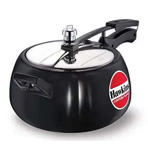 Hawkins Contura Aluminium Inner Lid Black Pressure Cooker 5 Litre Black (Hard Anodized - CB50)