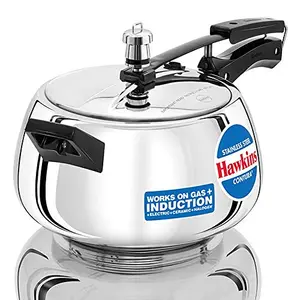 Hawkins Stainless Steel Contura Induction Compatible Inner Lid Pressure Cooker 5 Litre Silver (SSC50)