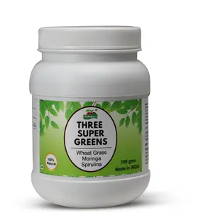 Dr. Patkar's Three Super Greens Powder 100gm (Mixture of Natural Ingredients Spirulina Powder, Moringa Powder, and Wheatgrass Powder) | Immunity Booster | Anti-inflammatory | Supports Joint Health
