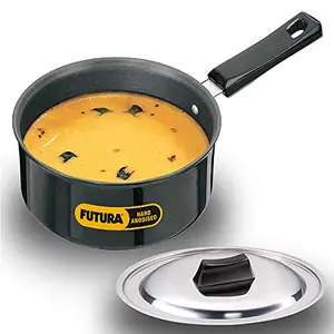 Hawkins Futura Hard Anodised Saucepan with Stainless Steel Lid Capacity 2.25 Litre Diameter 18 cm Thickness 3.25 mm Black (AS225S)