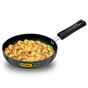 Hawkins Futura Hard Anodised Frying Pan (Rounded Sides) Capacity 1.4 Litre Diameter 22 cm Thickness 4.06 mm Black (AF22R)
