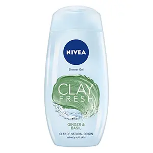 NIVEA Women Body Wash Clay Fresh Ginger & Basil Shower Gel for Deep Cleansing & Velvety Soft Skin 250 ml