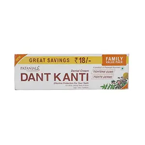 Patanjali Dant Kanti Toothpaste Value Pack (200g x 1N and 100g x 1N : 300 g) and Toothbrush for Cavity Protection Eliminates Bad Breath Gingivitis Prevention