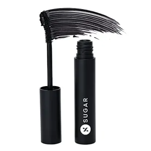 SUGAR Cosmetics - Uptown Curl - Lengthening Mascara - 01 Black Beauty (Black Mascara) - Lightweight and Smudgeproof Mascara With Lash Growth Formula - Lasts Up to 8 hours