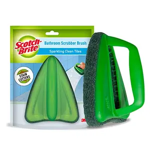 Scotch-Brite Bathroom Brush with abrasive scrubber for superior tile cleaning (Green)