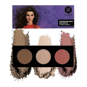 SUGAR Cosmetics - Contour De Force - Face Palette with Lightweight Blush Highlighter And Bronzer - 01 Subtle Summit - Long Lasting Contour Blush Palette