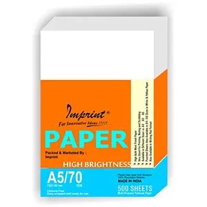 IMPRINT A5 Copier Paper(SMALL SIZE-Not A4 Size) Multipurpose Printer Paper 500 Sheets 70 GSM 2 Reams(Total 1000 Sheets)