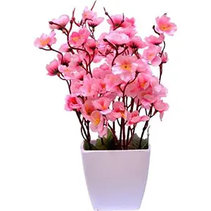 Yash Enterprises Artificial Artificial Flora with Pot (Pink 1 Piece)