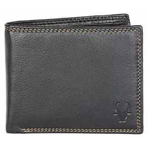 WILDHORN Classic Black Leather Wallet for Men (Black)