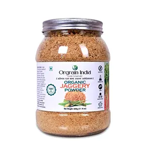 Orgrain India Organic Jaggery Powder 600g | Hand Crushed Gur Powder | Organically Grown | No Preservatives Added | No Artificial Flavors