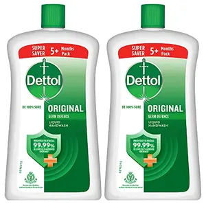 Dettol Liquid Handwash Refill Bottle - Original Germ Protection Hand Wash  900 ml (Pack of 2) | Antibacterial Formula | 10x Better Germ Protection
