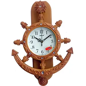Oreva Plastic Pendulum Wall Clock (42.5 x 30.5 x 7.0 cm Natural Wood AQ-2327)
