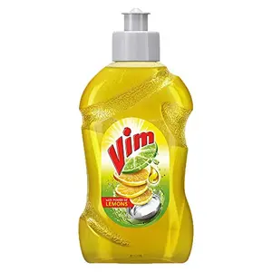 Vim Dishwash Liquid Gel Lemon With Lemon Fragrance Leaves No Residue Grease Cleaner For All Utensils 250 ml Bottle