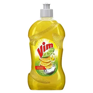 Vim Dishwash Liquid Gel Lemon With Lemon Fragrance Leaves No Residue Grease Cleaner For All Utensils 500 ml Bottle