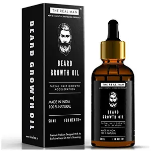 The Real Man Beard Growth Oil 100 Percent Organic Beard and Moustache Hair Growth Oil 50ml