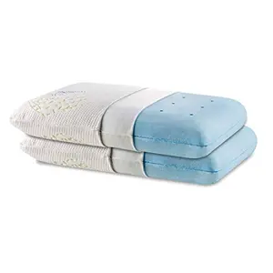 The White Willow Pillow Set of 2 Pieces Orthopedic Memory Foam Cooling Gel King Size Neck & Back Support Bed Pillow for Sleeping with White Removable Zipper Cover (24" L x 15" W x 5" H) -White