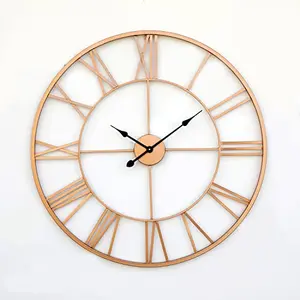 Craftter Premium Roman Sculpture Abstract Art Metal Wall Clock (Copper 75 cm)