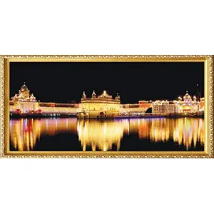 PICTURE PERFECT Golden Temple Picture with Gold Frame for use in Home Offices and Hotels | Best Golden Temple Photo with Frame[40 inches X 20 inches]  Wood