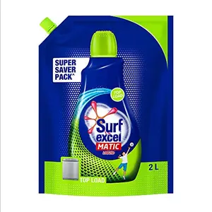 Surf Excel Matic Top Load Liquid Detergent 2 L Refill Designed For Tough Stain Removal on Laundry in Washing Machines - Super Saver Offer Pack