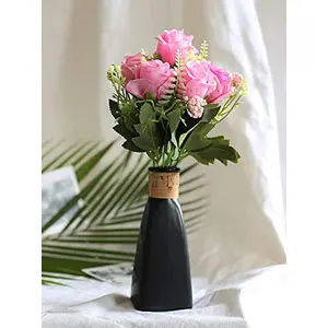 SATYAM KRAFT Artificial French Fake Flowers Sticks Bunch decorative items for home Decor Room Decorations Living Room Table Decoration Plants and Craft Items Corner ( Without Vase Pot )(Light Pink Pack of 1)