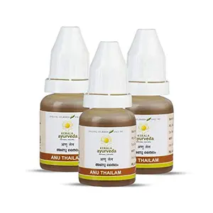 Kerala Ayurveda Anu Thailam 10ml | For Nasya | Nasal Oil for Sinusitis Allergies & Nasal Congestion | For Clear Breathing | Good Eyesight | With Jivanti Yashtimadhu Hrivera & Bilva | Pack Of 3
