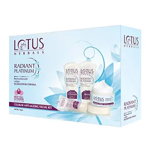 Lotus Herbals Radiant Platinum Cellular Anti-Ageing Facial Kit 5 in 1 Pack | 250g