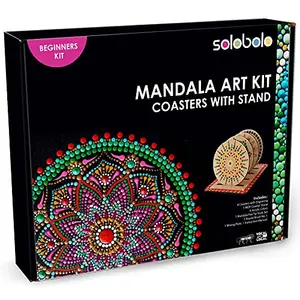 Solobolo Mandala Art Kit Coasters with Stand-Craft Kit with Dot Mandala Art Tools Kit for Beginners- Dot Mandala Art Kit with Painting Set for Kids- Gifts for Girls Age 10-12DIY Kit for Kids