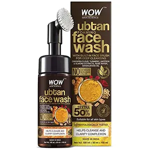 WOW Skin Science Foaming Ubtan Face Wash For Dry Skin- Tan Removal and Skin Brightening - No Parabens Sulphate Silicones & Color 100 mL