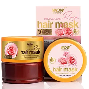 WOW Skin Science Himalayan Rose Hair Mask with Rose Hydrosol Coconut Oil Almond Oil & Argan Oil - For Volumnising Hair Anti Smelly Scalp - No Parabens Sulphate Silicones Color & PEG - 200mL