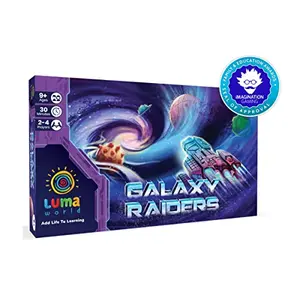 LUMA WORLD ADD LIFE TO LEARNING  Luma World Galaxy Raiders STEM Strategy Board Game for Ages 9+ Years to Improve Numbers and Develop Multiple Intelligences 6 Hexagonal Planet Boards Included 30 Minutes Game and 2-4 Players