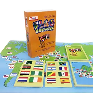 CocoMoco Kids  CocoMoco Flag Frenzy World Flags Flash Cards Game for Kids Educational Toy Geography Family Card Game Return Gift for Ages 4-14 Years Boys Girls