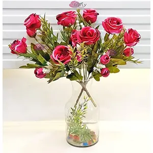 ARTSY  ARTS  Artificial Flowers for Home Decoration Rose Bunch Pink 2 Pieces Pack of Two (Combo) Dry Cut Finish Small Size Bunch | VASE NOT Included |
