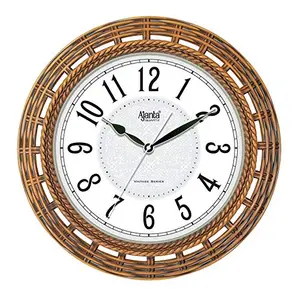 Ajanta Quartz Plastic Real Sweep Movement 14 Inches Wall Clock for Home (White)