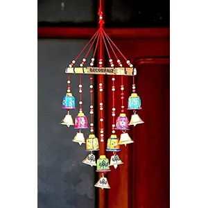 DECORVAIZ Wooden Handcrafted Windchime - 18 inch Multicolor