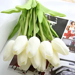 SATYAM KRAFT Artificial Foam Flowers Tulip Sticks for Home Decoration and Craft (White 10 Pieces)