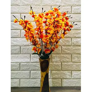 VTMT PetalshueÂ® Artificial Peach Orange Blossom Flower Bunch for Home Decor Office | Artificial Flower Bunches for Vases (18 Sticks 45 cm)