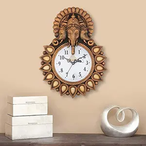 Webelkart Designer Lord Ganesha Plastic Religious theme Wall Clock for Home/Living Room/Bedroom / Kitchen- 17 in  Multicolour