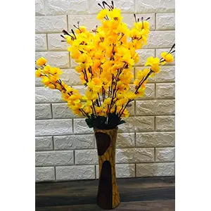 VTMT PetalshueÂ® Artificial Yellow Blossom Flower Bunch for Home Decor Office | Artificial Flower Bunches for Vases (18 Sticks 45 cm)