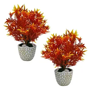 Caajib Decors | Artificial Golden Cherry Plant with Stainless Steel Pot for Home & Office Decoration